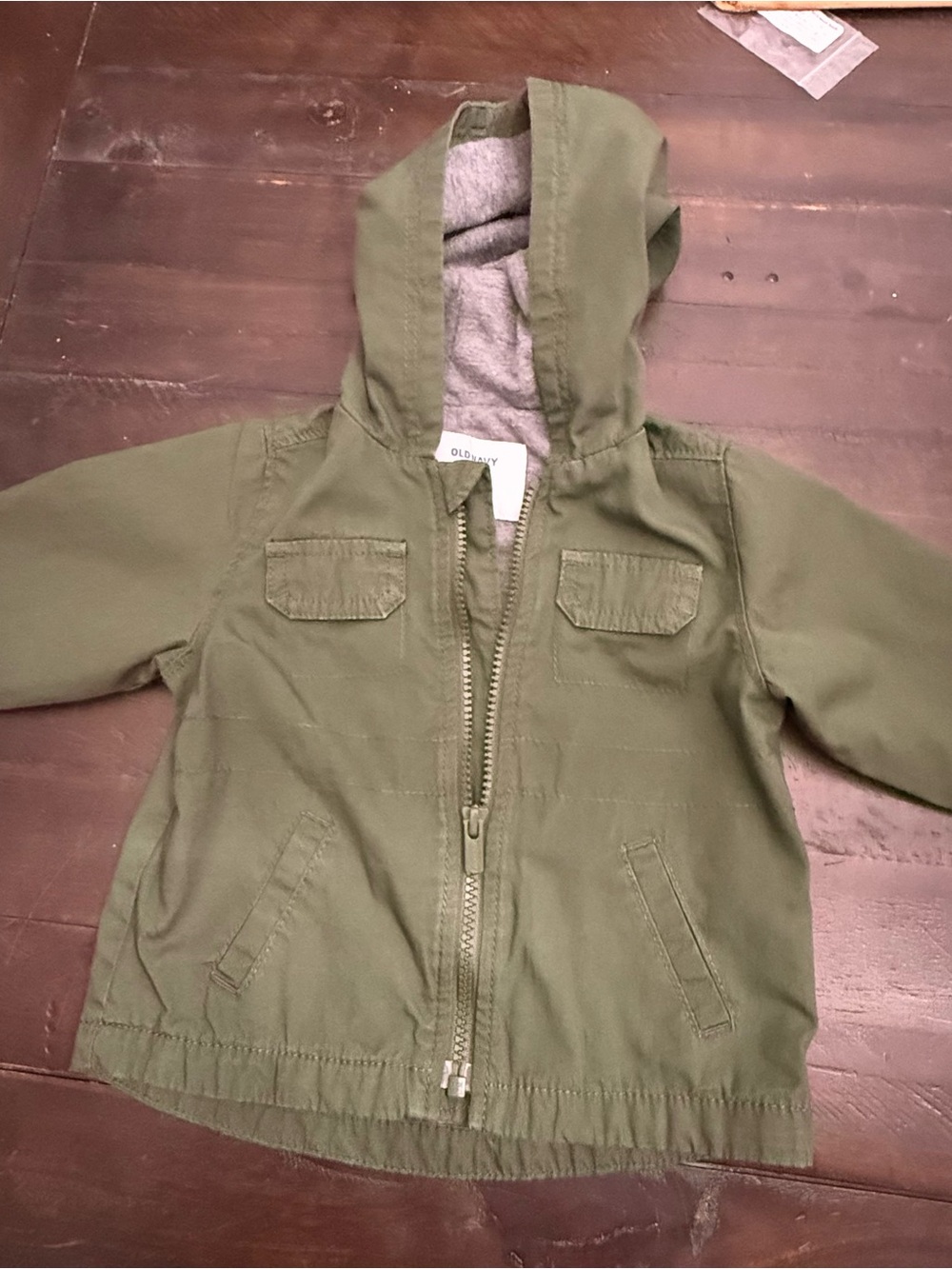 Old Navy Olive Green Hooded Kids Raincoat